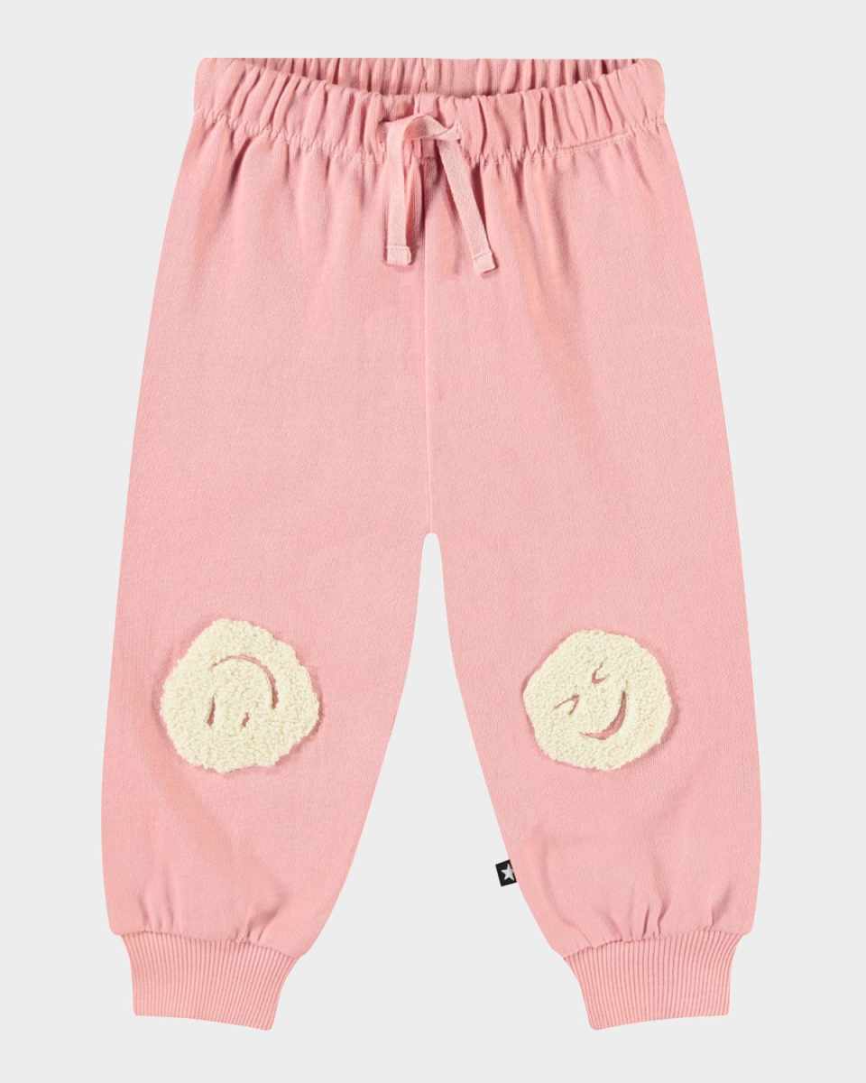 Girl's Simeon Sweatpants W/ Happy Face Patches, Size 3M-